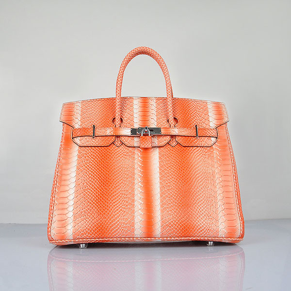 Hermes Birkin 35CM Togo Snakeskin Leather 6089 Orange Handbag Si
